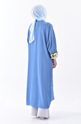 Sequined Pearls Cardigan 1142-03 İndigo 1142-03