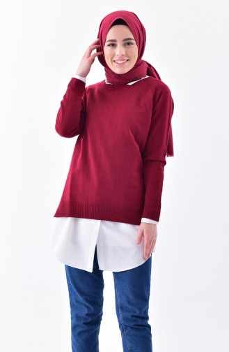 iLMEK Knitwear Asymmetric Sweater 4038-02 Claret Red 4038-02