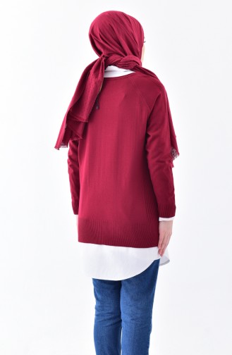 iLMEK Knitwear Asymmetric Sweater 4038-02 Claret Red 4038-02