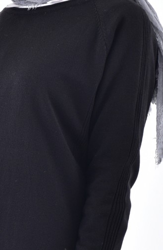Asymmetrischer Trikot Pullover  4038-03 Schwarz 4038-03