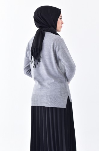 Asymmetrischer Trikot Pullover 4038-06 Grau 4038-06