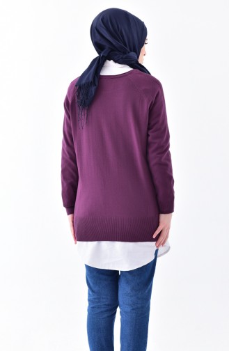 Asymmetrischer Trikot Pullover 4038-07 Lila 4038-07