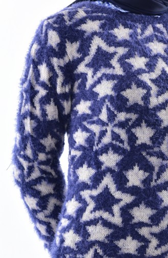 iLMEK Patterned Knitwear Sweater 3292-02 Navy Blue 3292-02