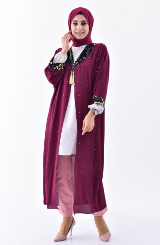 Sequined Pearls Cardigan 1142-02 Plum 1142-02