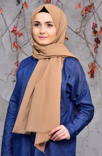 شال قطن بتصميم سادة 2145-21 لون بيج 2145-21