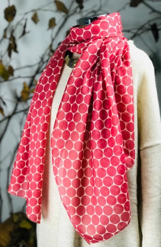 Patterned Cotton Shawl 60439-01 Coral 60439-01