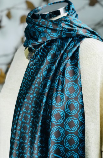 Patterned Cotton Shawl 60443-01 Black Blue 60443-01