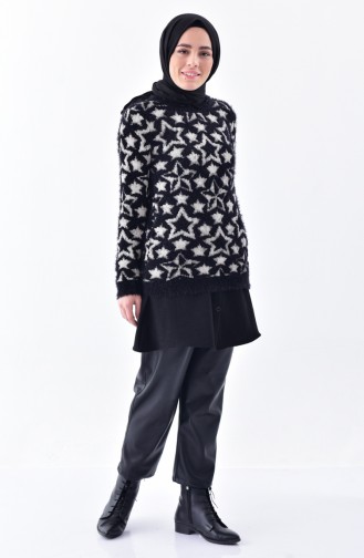 Pull Tricot a Motif 3292-01 Noir 3292-01