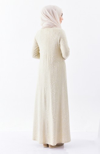 Cream Hijab Dress 7124A-01