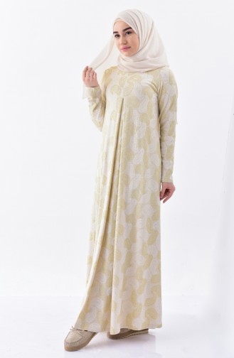 Dilber Umrah Dress 7124B-01 Cream 7124B-01