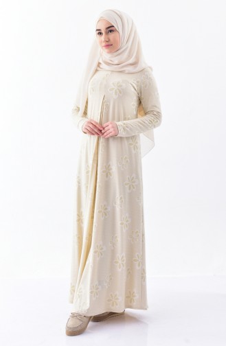 Dilber Umrah Dress 7124C-01 Cream 7124C-01