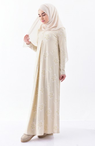 Dilber Umrah Dress 7124C-01 Cream 7124C-01