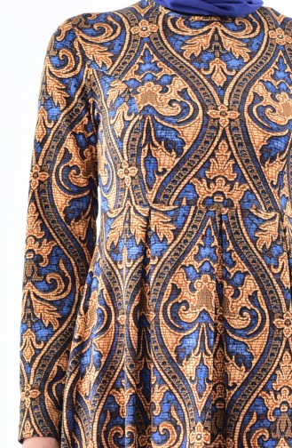 Dilber Authentic Pattern Dress 7127-04 Blue 7127-04
