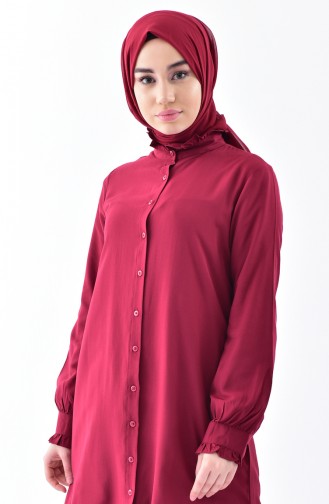 Fırfırlı Tunik 8105-05 Bordo