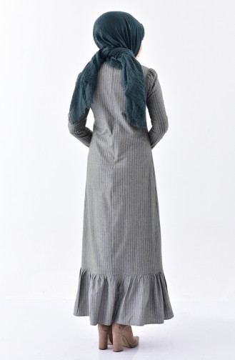Ruffled Tip Striped Dress 7230-01 Khaki 7230-01