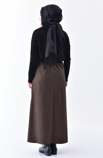 Waist Elastic Skirt 1064-01 Brown 1064-01