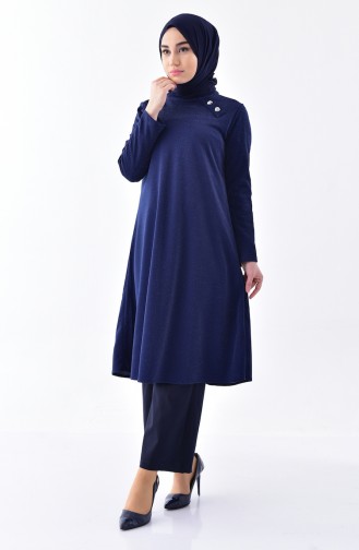 Buttoned Tunic 1266-04 Navy Blue 1266-04