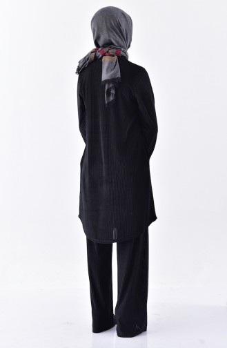 بدلة تونيك وبنطال بتصميم جيوب 99174-01 لون أسود 99174-01
