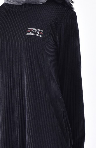 بدلة تونيك وبنطال بتصميم جيوب 99174-01 لون أسود 99174-01