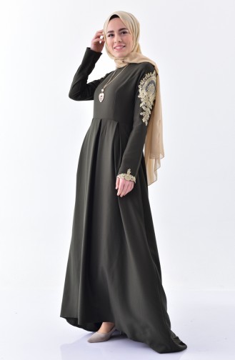 Khaki Hijab Kleider 81638-02