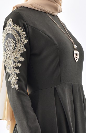 Khaki Hijab Dress 81638-02