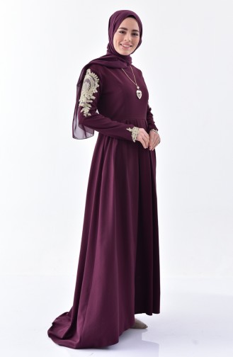 Weinrot Hijab Kleider 81638-03