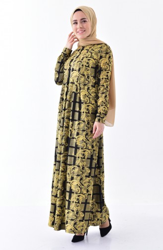 Dilber Patterned Dress 7134-01 Mustard 7134-01