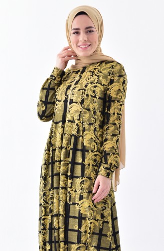 Dilber Patterned Dress 7134-01 Mustard 7134-01