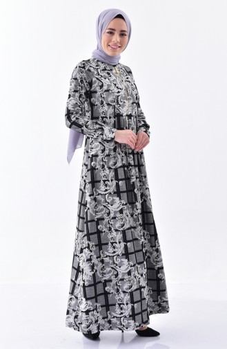 Dilber Patterned Dress 7134-02 Gray 7134-02