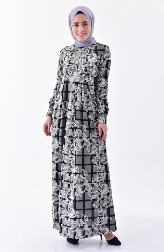 Dilber Patterned Dress 7134-02 Gray 7134-02