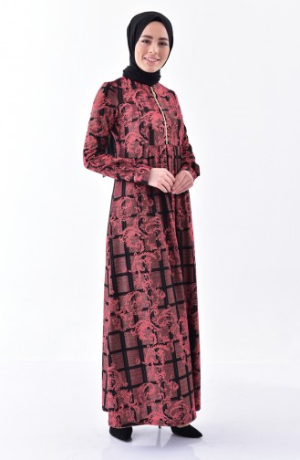 Robe a Motifs 7134-04 Bordeaux 7134-04