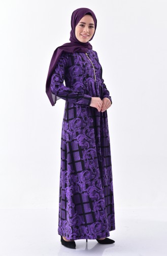 Dilber Patterned Dress 7134-05 Purple 7134-05