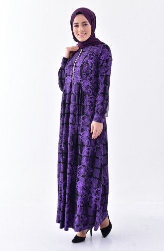 Dilber Patterned Dress 7134-05 Purple 7134-05
