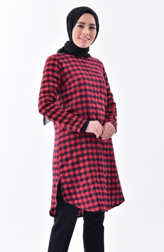 Kareli Tunik 1059-02 Kırmızı