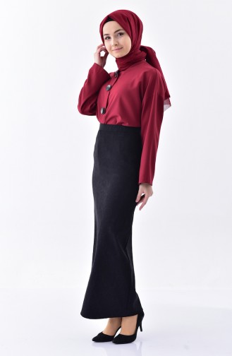 DURAN Elastic Waist Jacquard Skirt 8001-01 Black 8001-01