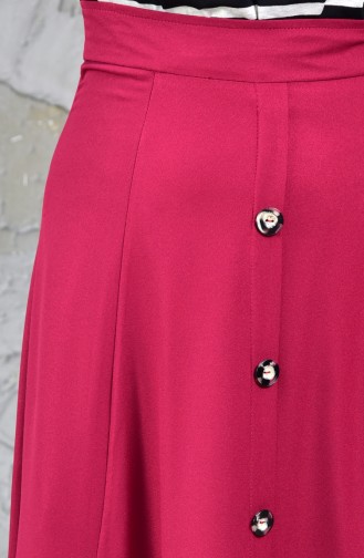 Buttoned Detail Skirt 8106-04 Damson 8106-04