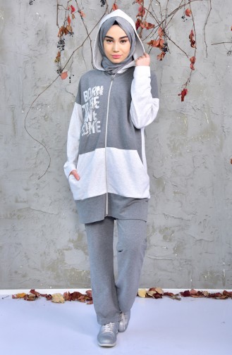 Zippered Tracksuit Suit 1139-01 Gray 1139-01