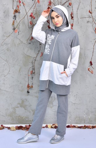 Zippered Tracksuit Suit 1139-01 Gray 1139-01