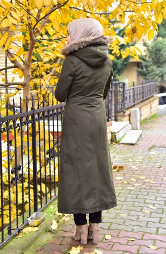 Caban a Fermeture et Capuche 35779-06 Vert Khaki 35779-06