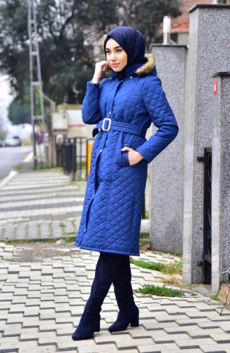 Furry Padded Coat 0110-03 Indigo 0110-03