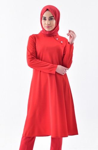 Düğmeli Tunik 1266-05 Nar Çiçeği 1266-05