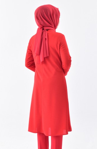 Düğmeli Tunik 1266-05 Nar Çiçeği