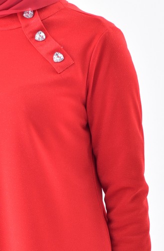 Düğmeli Tunik 1266-05 Nar Çiçeği