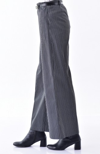 Striped Wide leg Pants 5005-01 Black Gray 5005-01