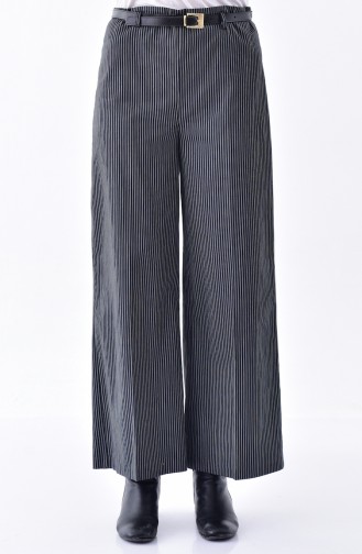 Striped Wide leg Pants 5005-01 Black Gray 5005-01