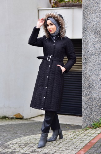 Hooded lined Coat 15043-03 Black 15043-03
