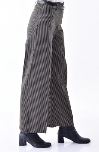 Striped Wide leg Pants 5005-03 Black Mink 5005-03