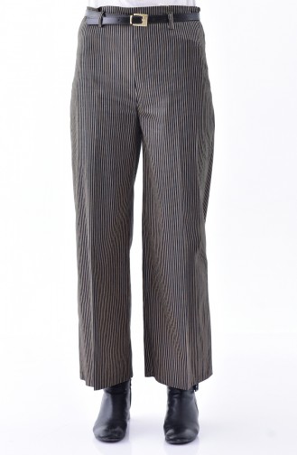Striped Wide leg Pants 5005-03 Black Mink 5005-03
