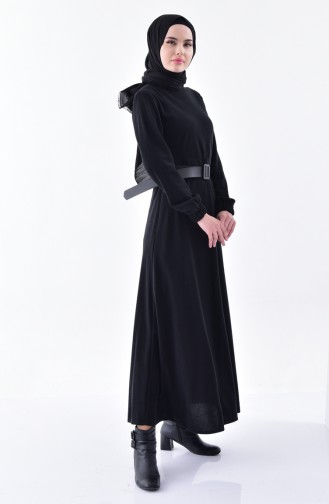 Schwarz Hijab Kleider 0292-01
