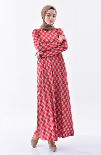 دلبر فستان بتصميم طيات 7133-01 لون خمري 7133-01